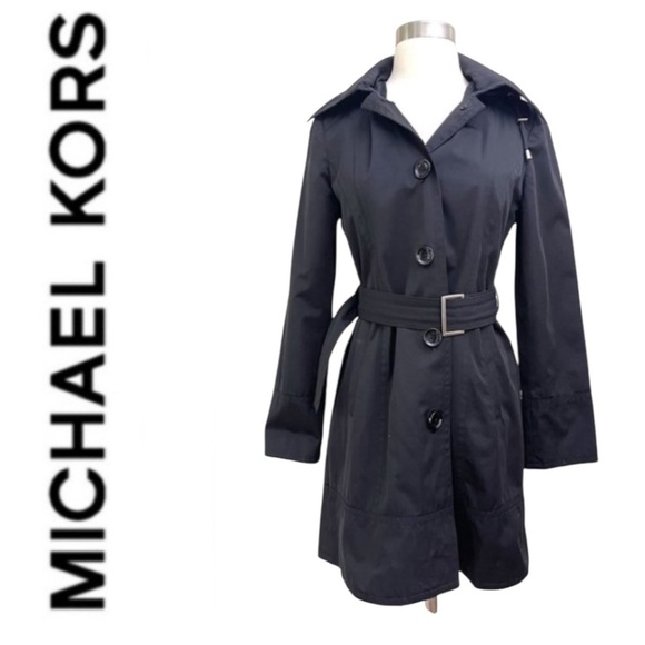 Michael Kors Black All Weather Trench Coat Size Large - Picture 14 of 15